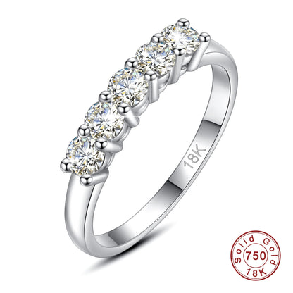 18K Gold &amp; Moissanite Half Eternity Band
