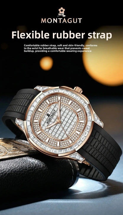 MONTAGUT Herrenuhr in Roségold mit Silikonarmband