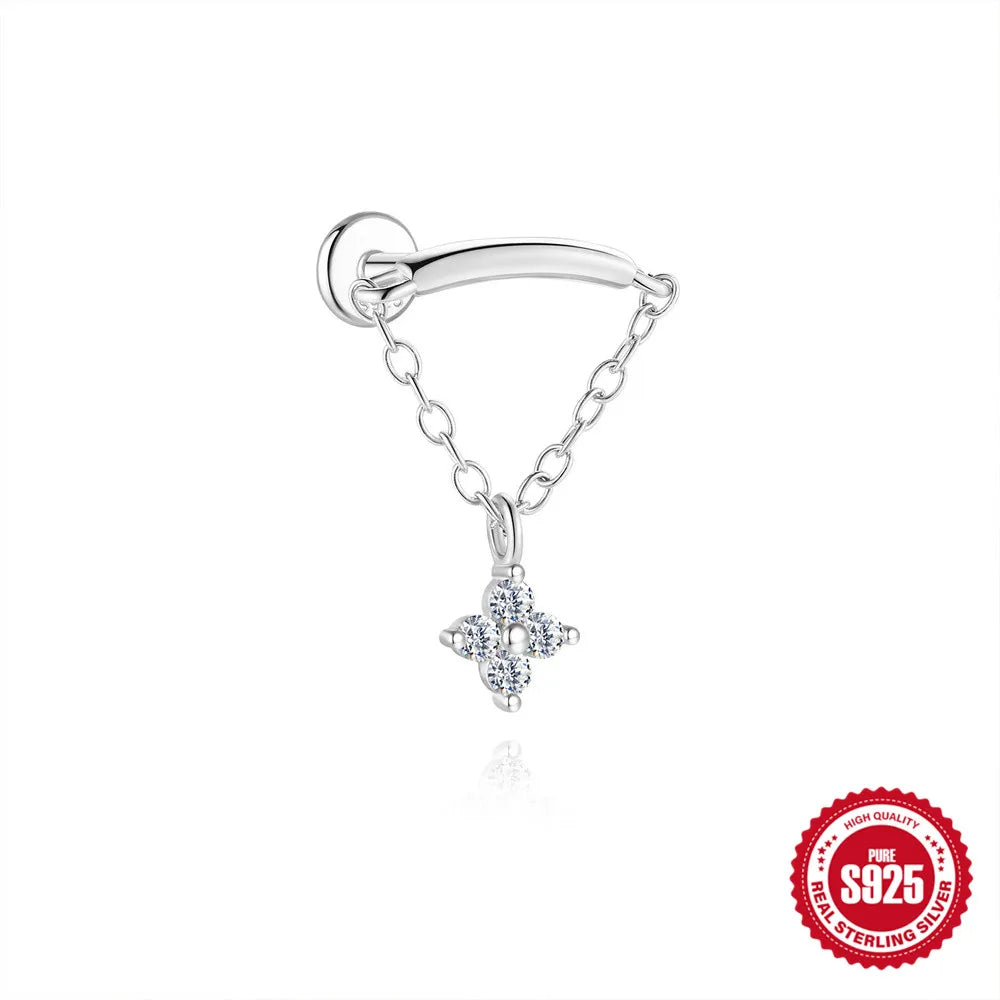 AIDE Certified Moissanite Earrings 925 Sterling Silver Piercing Woman Jewelry Water drops stars moon tassels flowers leaves Gift