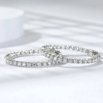 Hoop Moissanite Earrings for Women GRA Certified Silver
