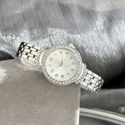 Women Curved Convex Glass Stainless Steel Watch