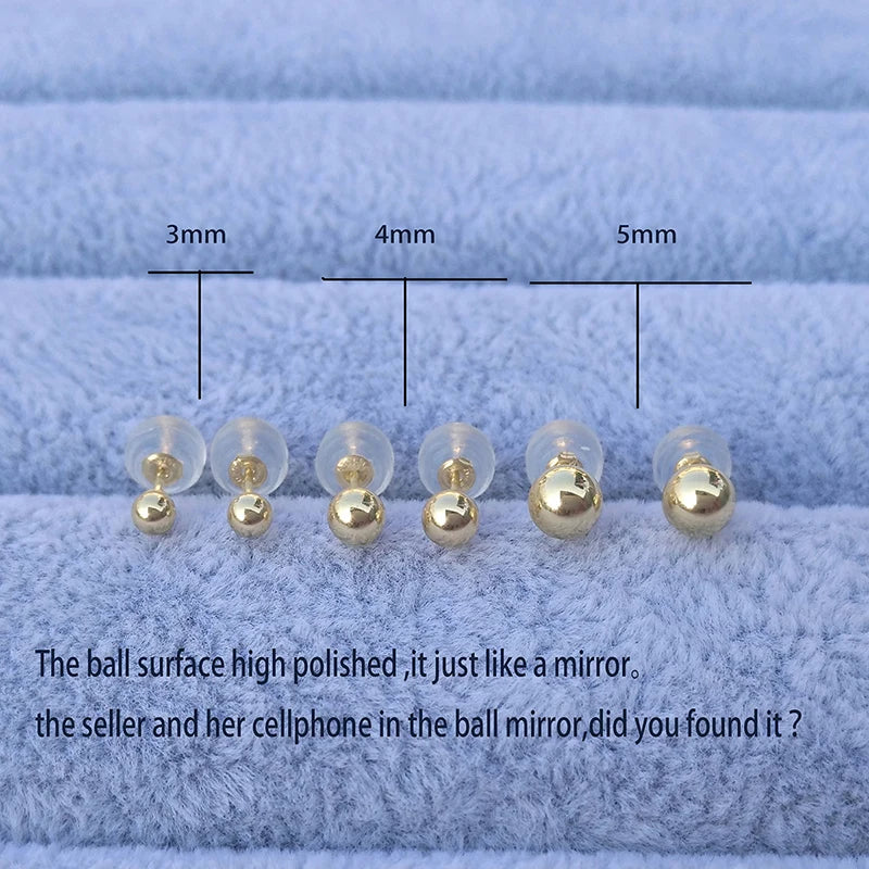 18K Gold Bead Stud Earring
