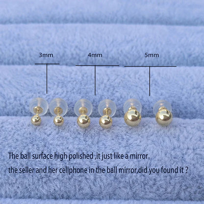 18K Gold Bead Stud Earring