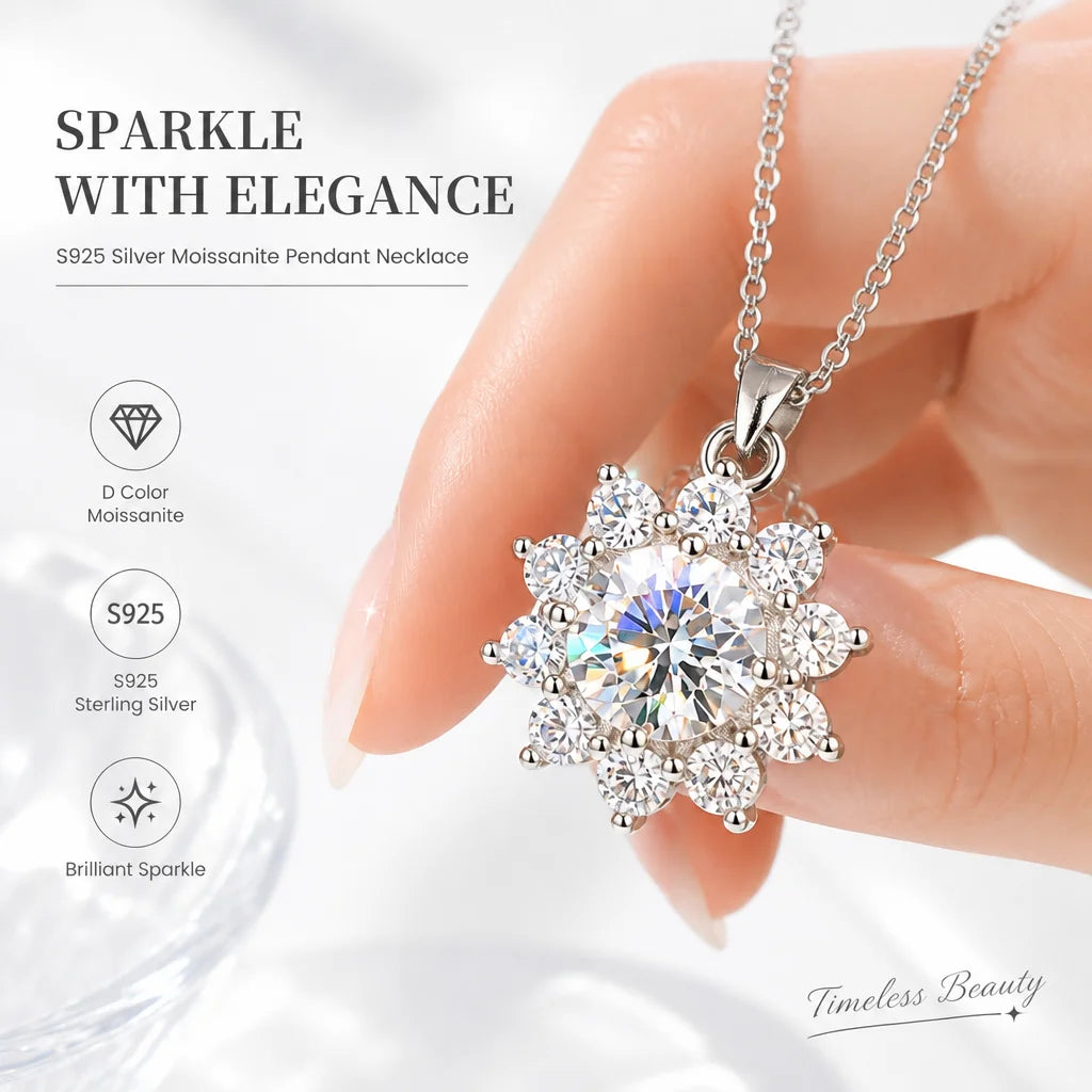 With GRA Certificate 1ct Moissanite Necklace Women&