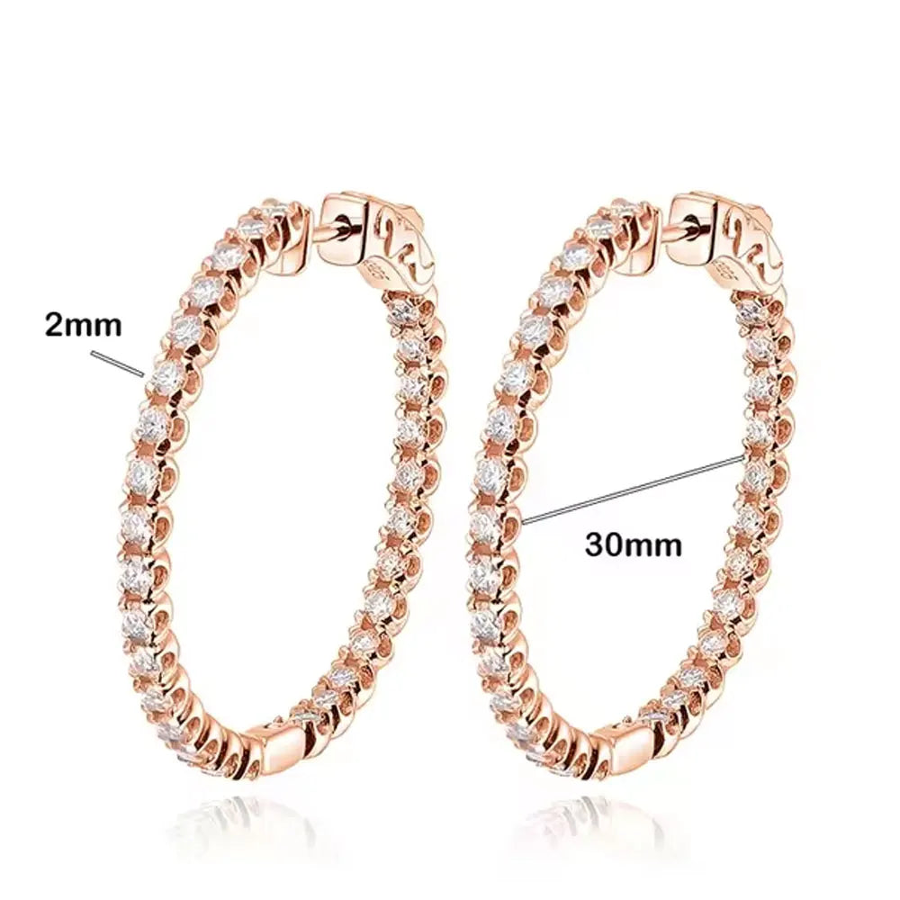 Hoop Moissanite Earrings for Women GRA Certified 2mm D VVS1 s925 Sterling Silver Plated 18k White Gold Diamond Wedding Earring