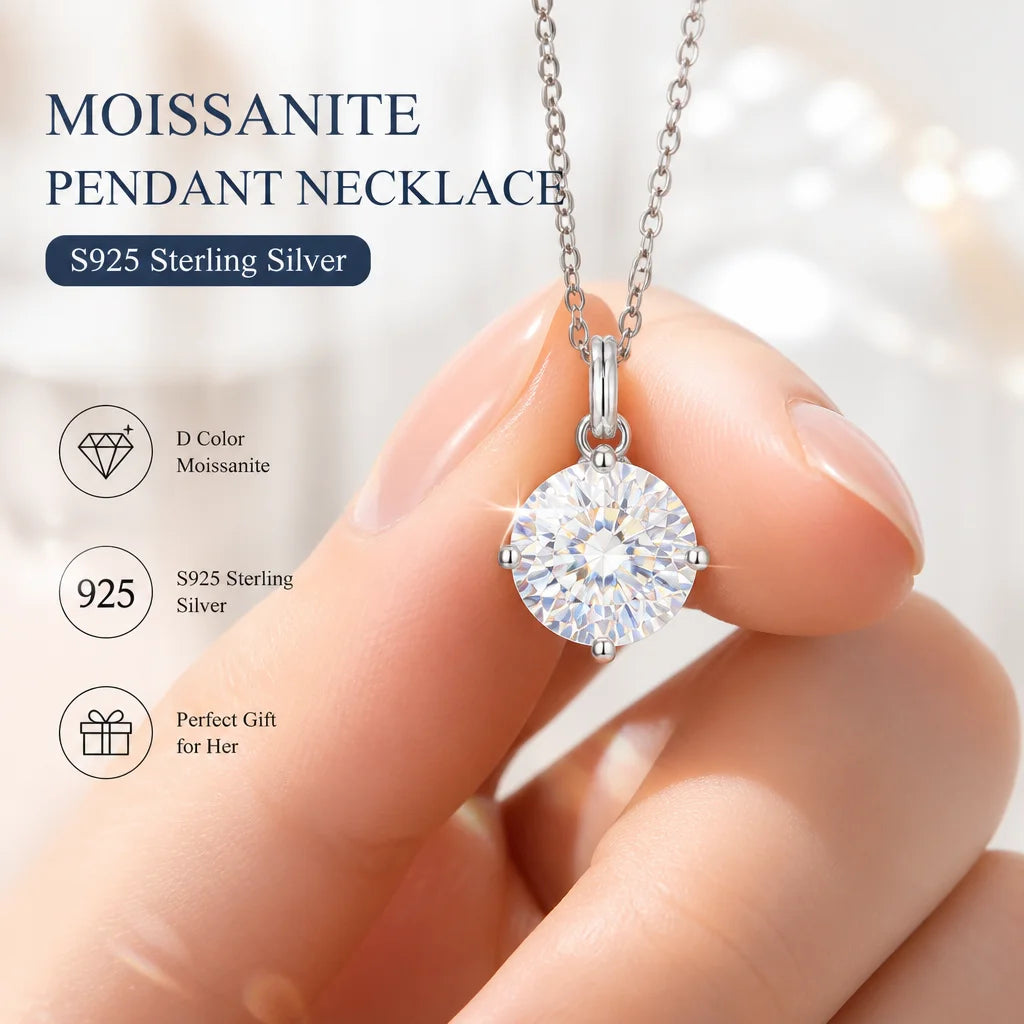 With GRA Certificate 1ct Moissanite Necklace Women&