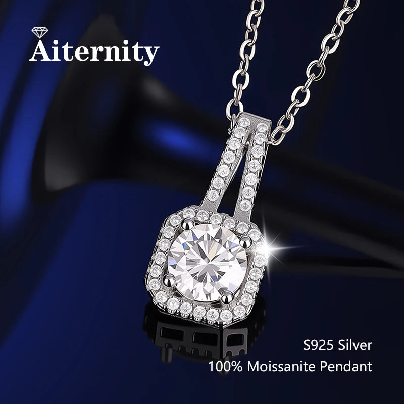 GRA Certificate 100% Real Moissanite Pendant Necklace D Color 1 Carat for Women Wedding Bridal S925 Sterling Silver Fine Jewelry