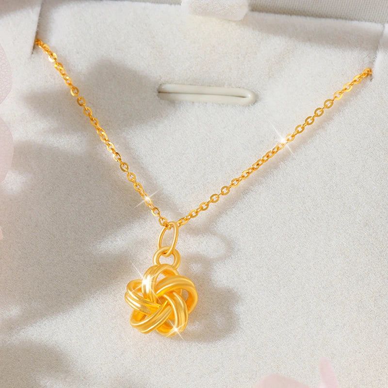 999 Pure Gold Pendant Necklace Real 24K Gold Hexagram Pendant for Women Fine Jewelry Wedding Gift