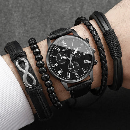 RUNERR Set Orologio da Uomo Nero