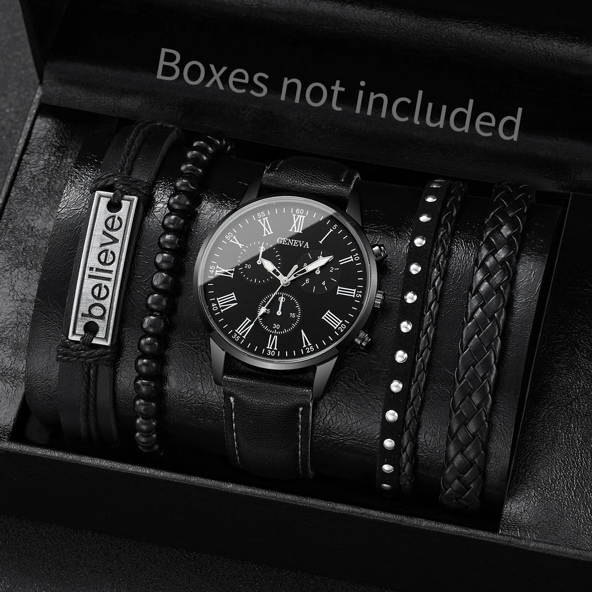 RUNERR Set Orologio da Uomo Nero