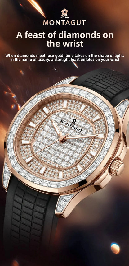 MONTAGUT Herrenuhr in Roségold mit Silikonarmband