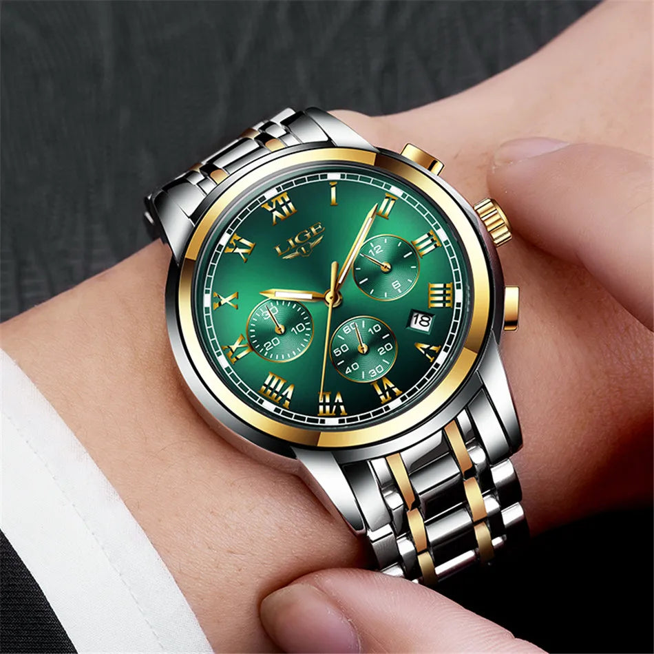LIGE Relojes Hombre Chronograph Watch