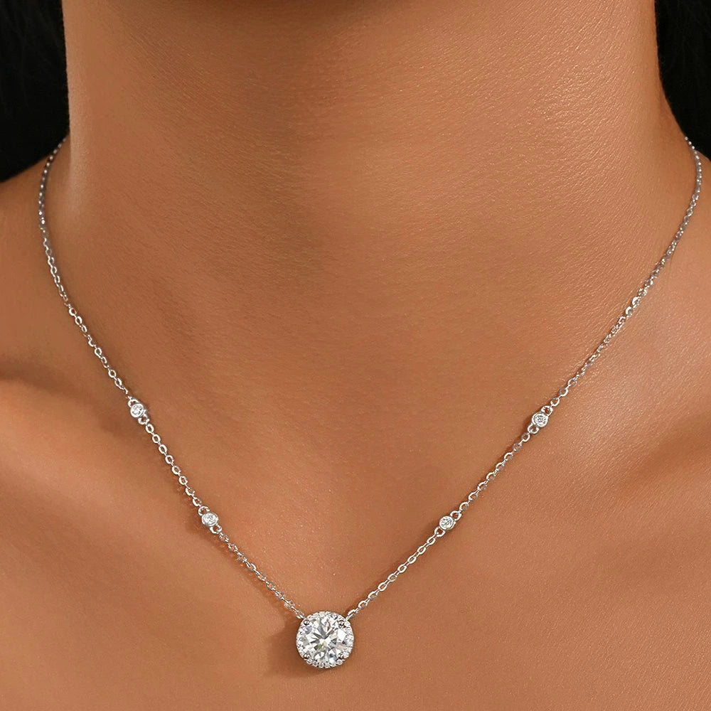 FEOBUR Sterling Silver &amp; Moissanite O-Chain Necklace