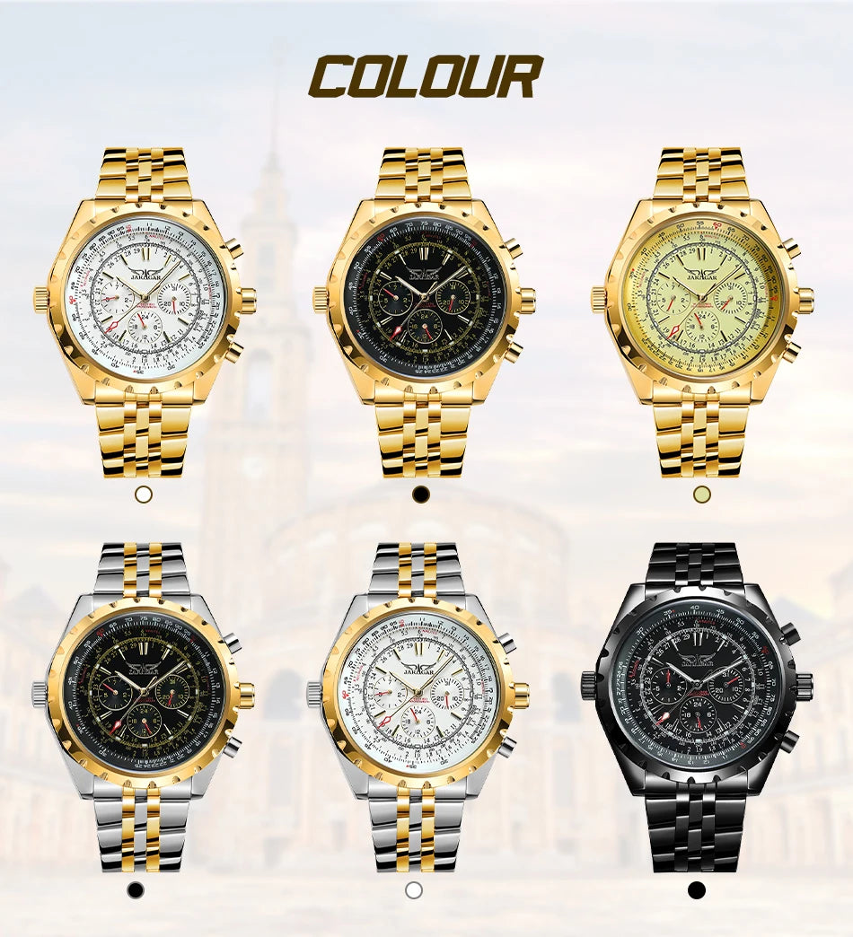 JARAGAR flerfunksjonsklokke i rustfritt stål for menn