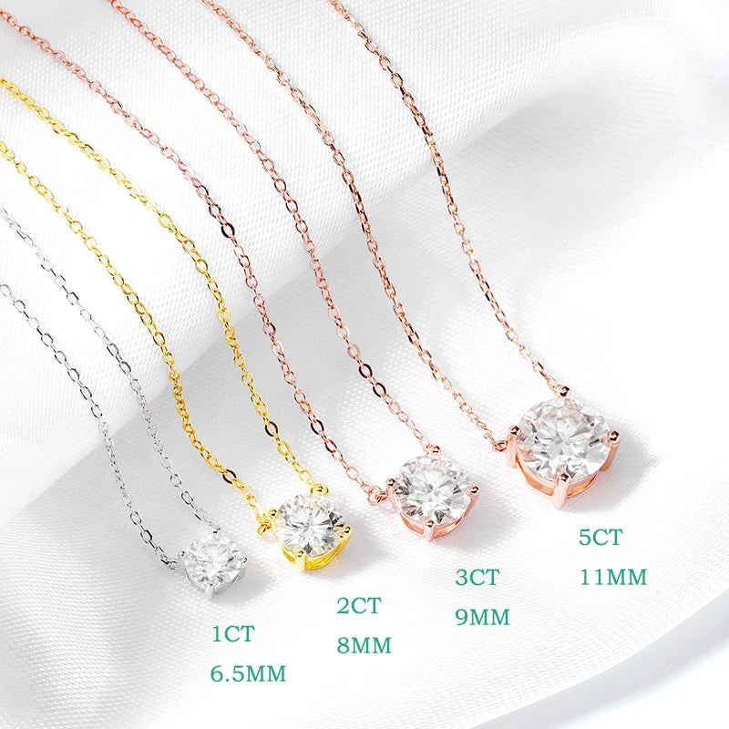 SMYOUE farbenfrohe 1–5 ct Halskette aus Roségold mit Moissanit