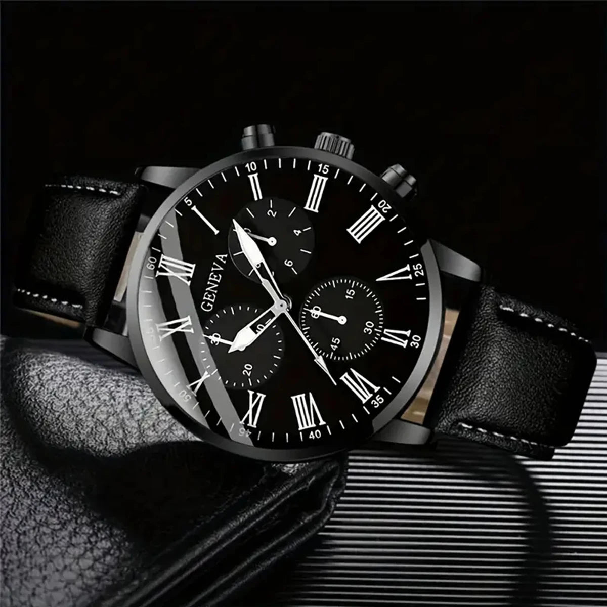 RUNERR Set Orologio da Uomo Nero