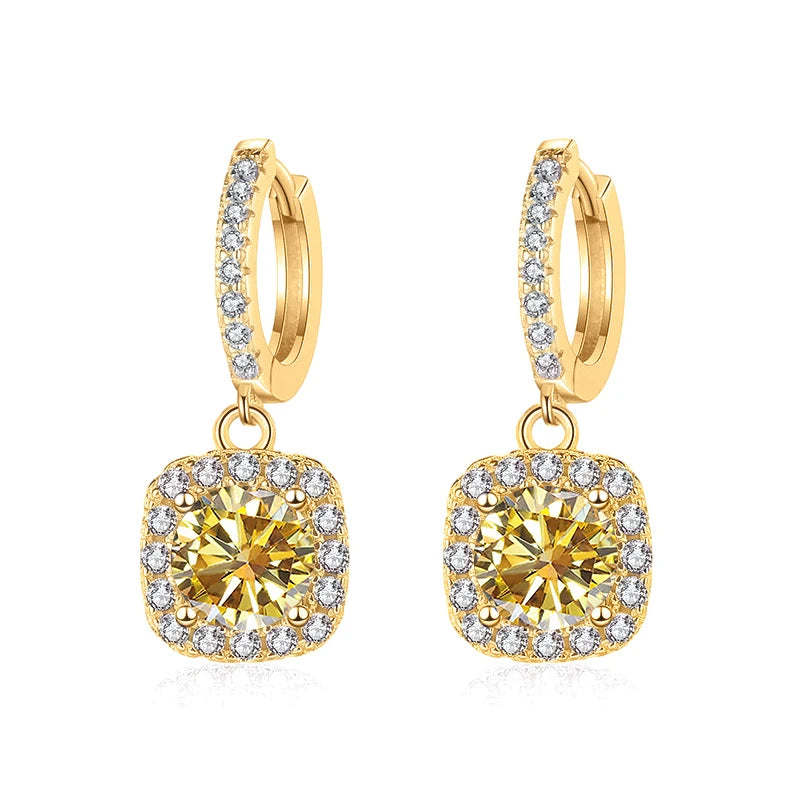 JoyceJelly 1ct GRA Certified Moissanite Earrings Color VVS D Solid Sterling Silver 925 18K Gold Plated