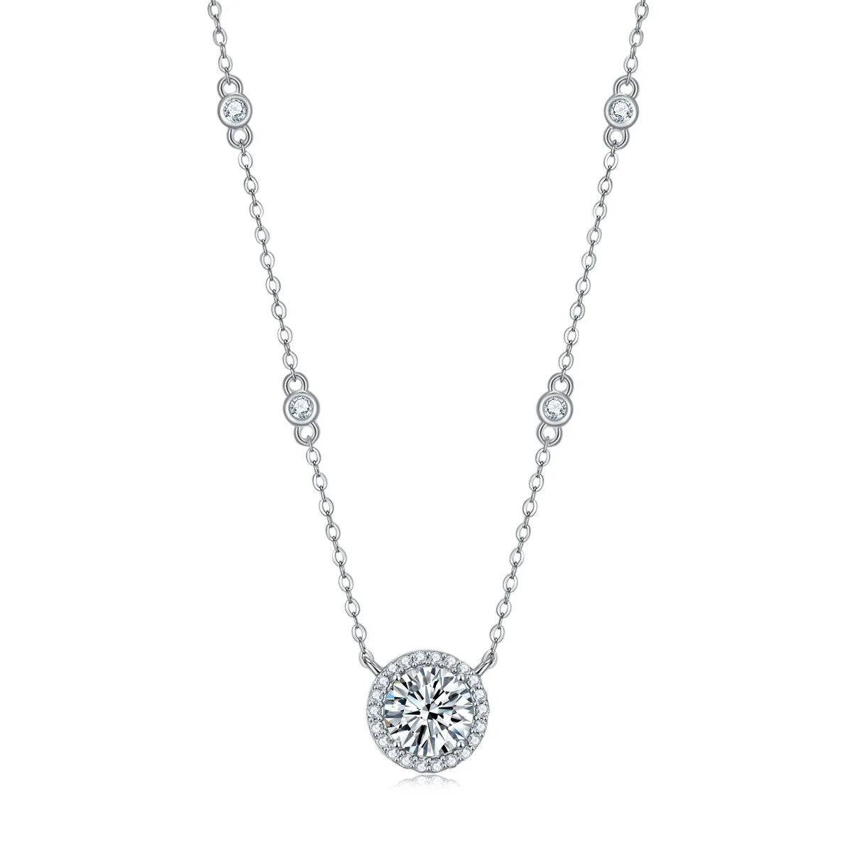 FEOBUR Sterling Silver &amp; Moissanite O-Chain Necklace
