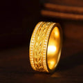 Luxury 999 24K real gold wheat ears inlaid diamond ring ancient method weaving index finger ring wealth rolling ring accessories