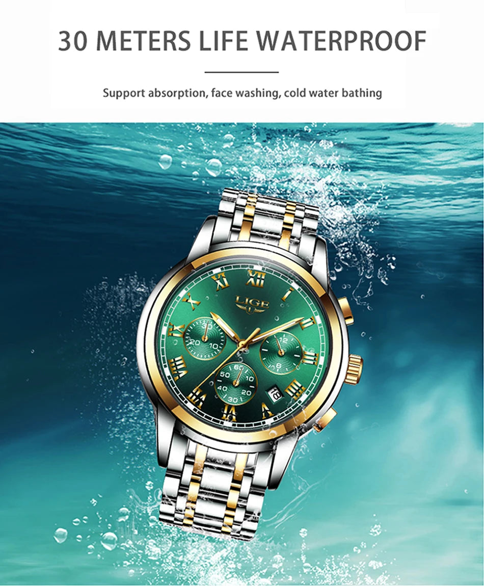 LIGE Relojes Hombre Chronograph Watch