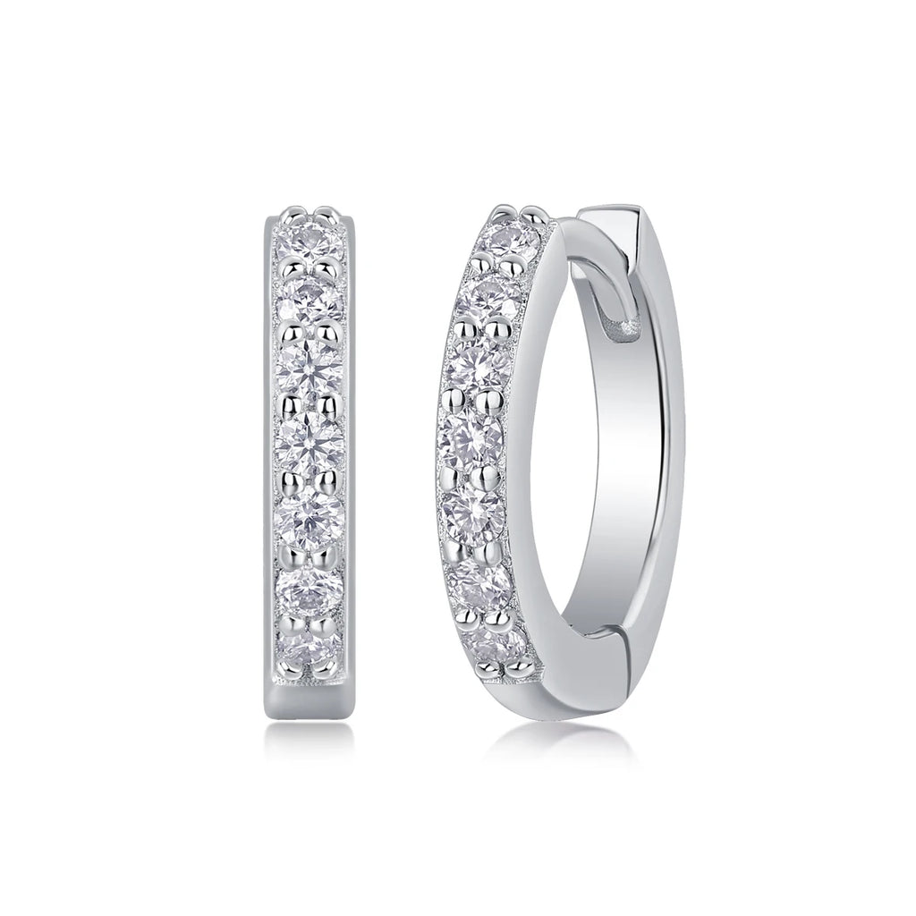 JIUZUAN Certified 925 Silver with 18K Gold-Plated Moissanite Hoop Earrings Sparkling Wedding Fine Jewelry Earrings for Women