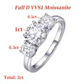 2/4CT Certified Moissanite Rings 925 Sterling Silver Three Lab Diamond Engagement Wedding Band For Women 18K Plated Fine Jewelry