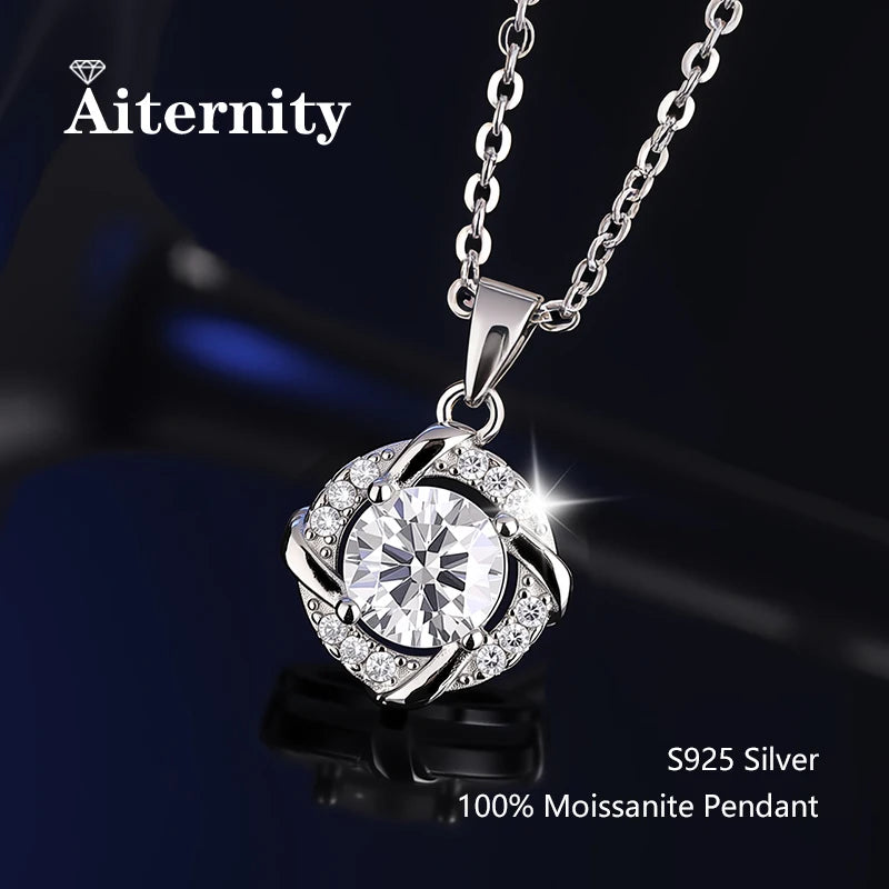 GRA Certificate 100% Real Moissanite Pendant Necklace D Color 1 Carat for Women Wedding Bridal S925 Sterling Silver Fine Jewelry