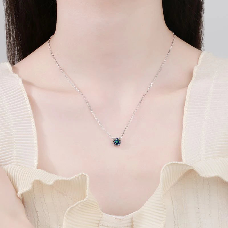 NEETIM Colorful 925 Sterling Silver &amp; Moissanite Necklace