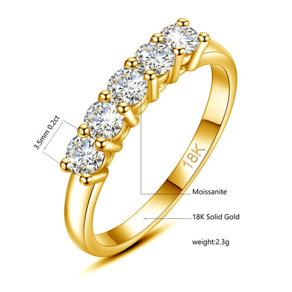18K Gold &amp; Moissanite Half Eternity Band