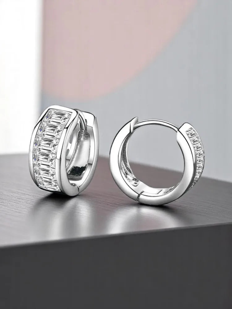 925 silver earrings  Certified Moissanite Rectangular High-end Personalized Light luxury Earrings is suitable for daily wear
