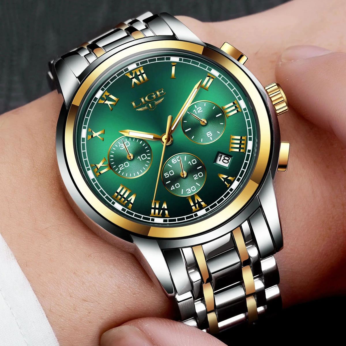 LIGE Relojes Hombre Chronograph Watch