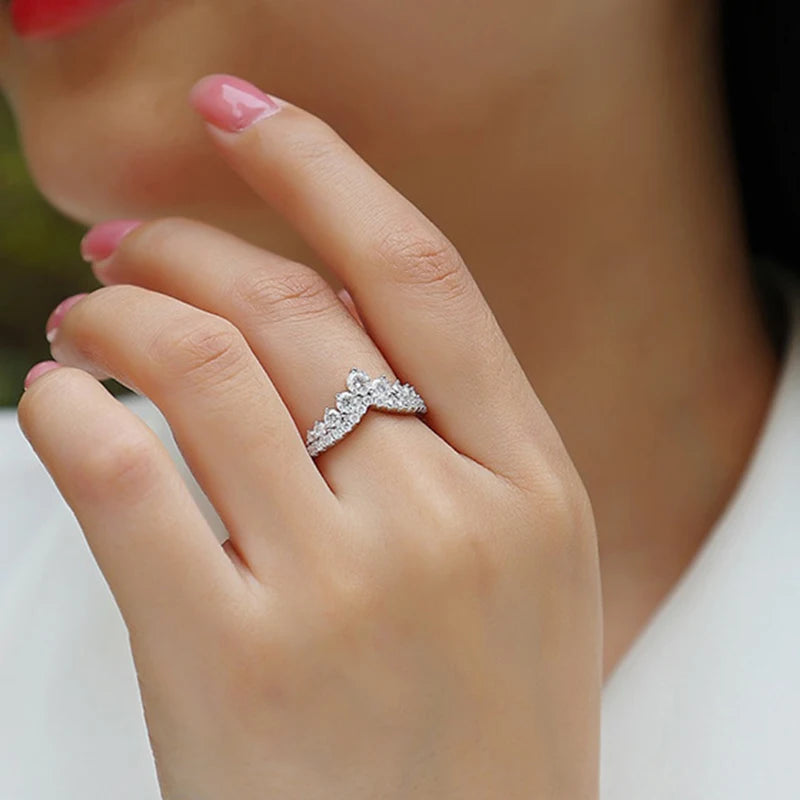 COSFIX D Color Moissanite Ring Round Cut Moissanite Rings for Women Luxury 925 Silver Women&