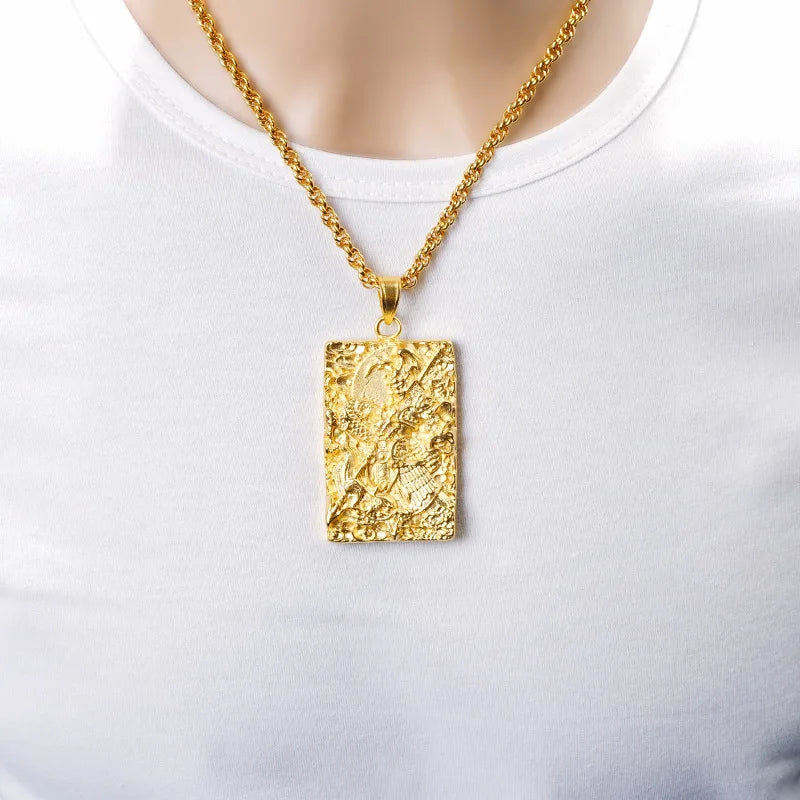 Luxury 24K 9999 Pure Gold real gold Men's Pendant Changsheng General Fu Brand Necklace Pendant