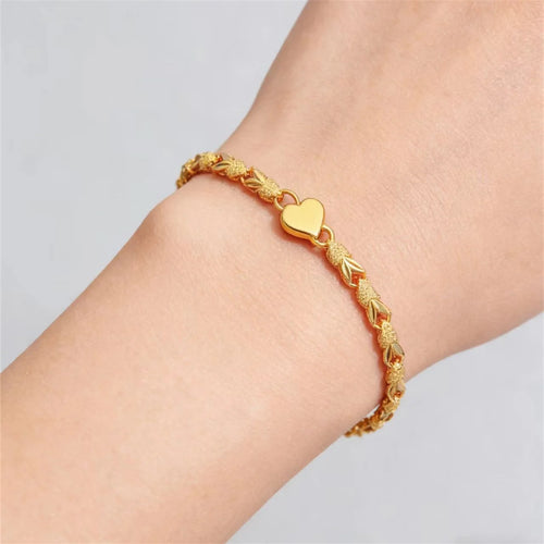 24K Pure Gold Bracelet For Women AU999 Real Gold Leaf Chain Bracelet Luxury Fine Jewelry Wedding Party Gift