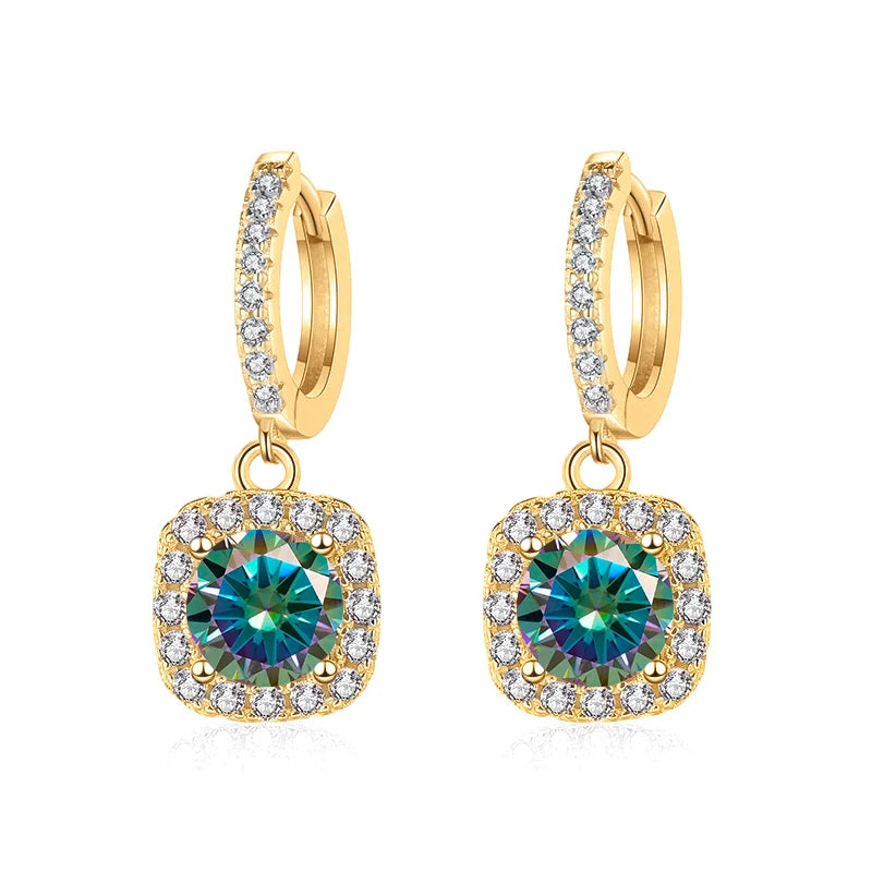 JoyceJelly 1ct GRA Certified Moissanite Earrings Color VVS D Solid Sterling Silver 925 18K Gold Plated