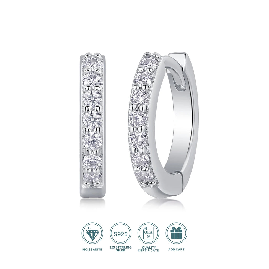 JIUZUAN Certified 925 Silver with 18K Gold-Plated Moissanite Hoop Earrings Sparkling Wedding Fine Jewelry Earrings for Women