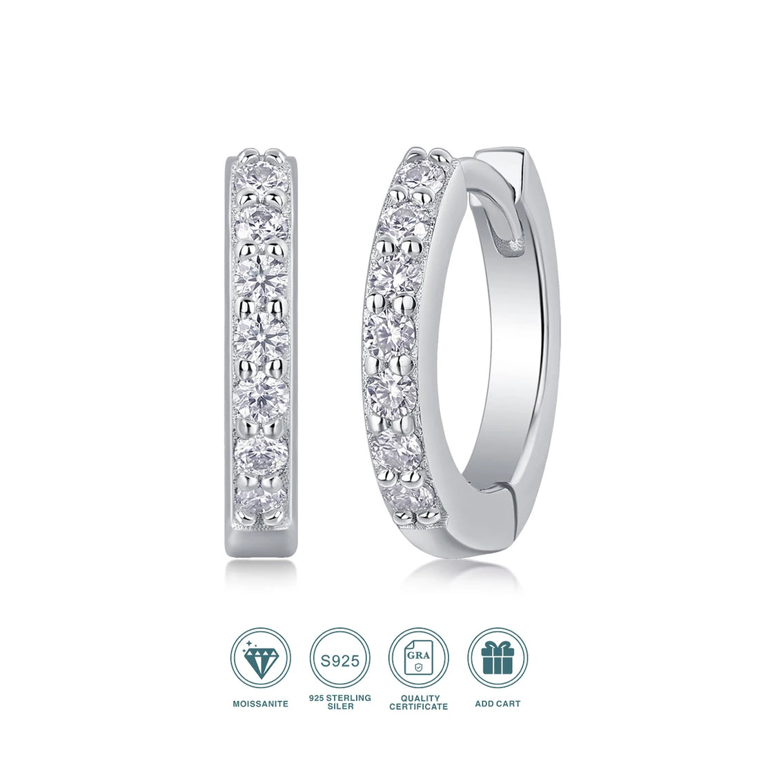 JIUZUAN Certified 925 Silver with 18K Gold-Plated Moissanite Hoop Earrings Sparkling Wedding Fine Jewelry Earrings for Women