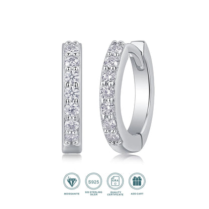JIUZUAN Certified 925 Silver with 18K Gold-Plated Moissanite Hoop Earrings Sparkling Wedding Fine Jewelry Earrings for Women