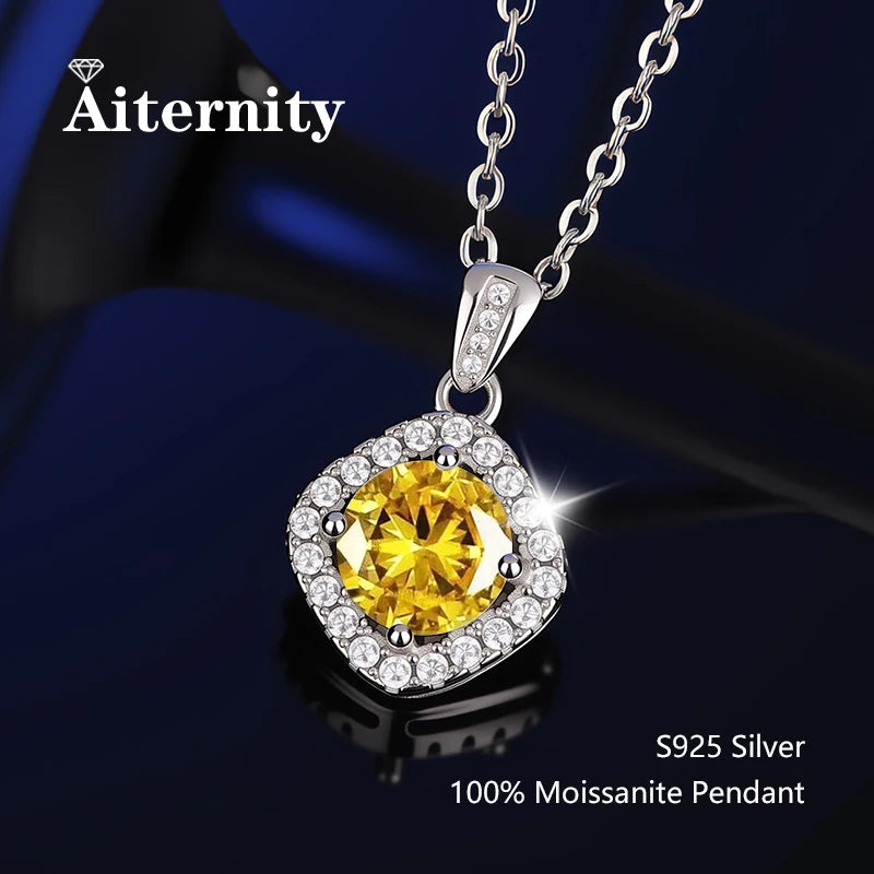 GRA Certificate 100% Real Moissanite Pendant Necklace D Color 1 Carat for Women Wedding Bridal S925 Sterling Silver Fine Jewelry