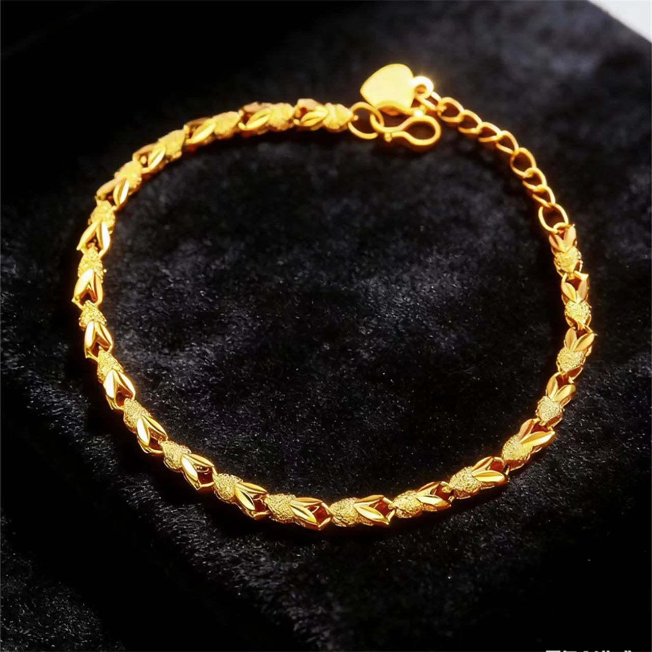 24K Pure Gold Bracelet For Women AU999 Real Gold Leaf Chain Bracelet Luxury Fine Jewelry Wedding Party Gift
