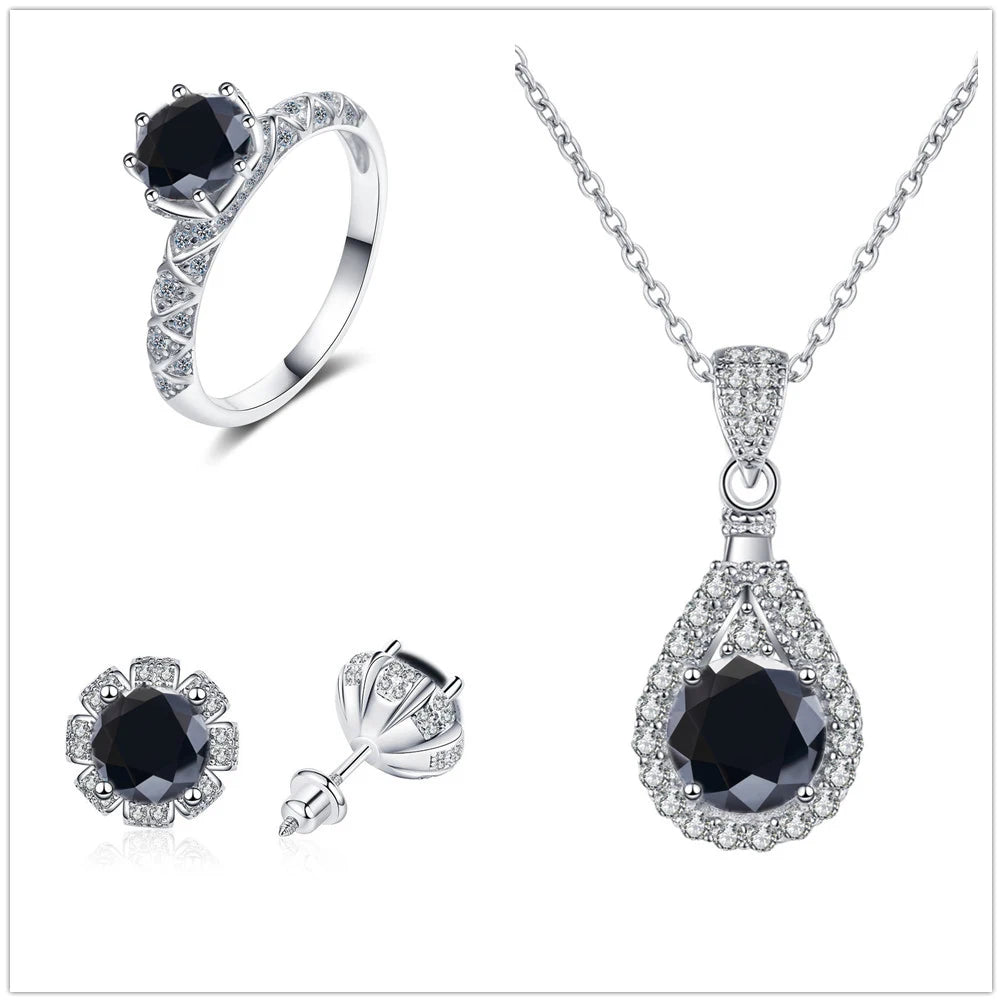 Certified Moissanite Necklace Engagement Ring Stud Earrings for Women4 CT Round Cut Moissanite Diamond Wedding Jewelry Set