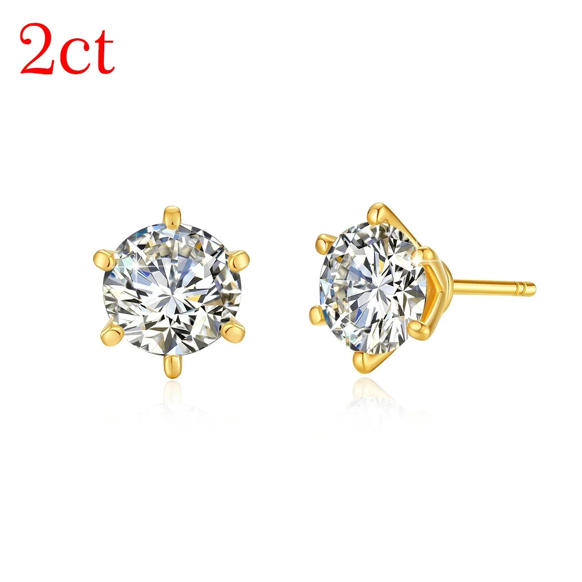 SZJINAO 18K Gold Moissanite Solitaire Earring Studs