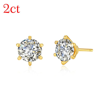 SZJINAO 18K Gold Moissanite Solitaire Earring Studs