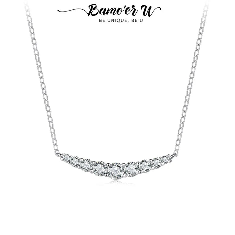 Bamoer U Moissanite Necklace 925 Sterling Silver Unique Multi Sized Moissanite Design Certified Necklace Women Fine Jewelry