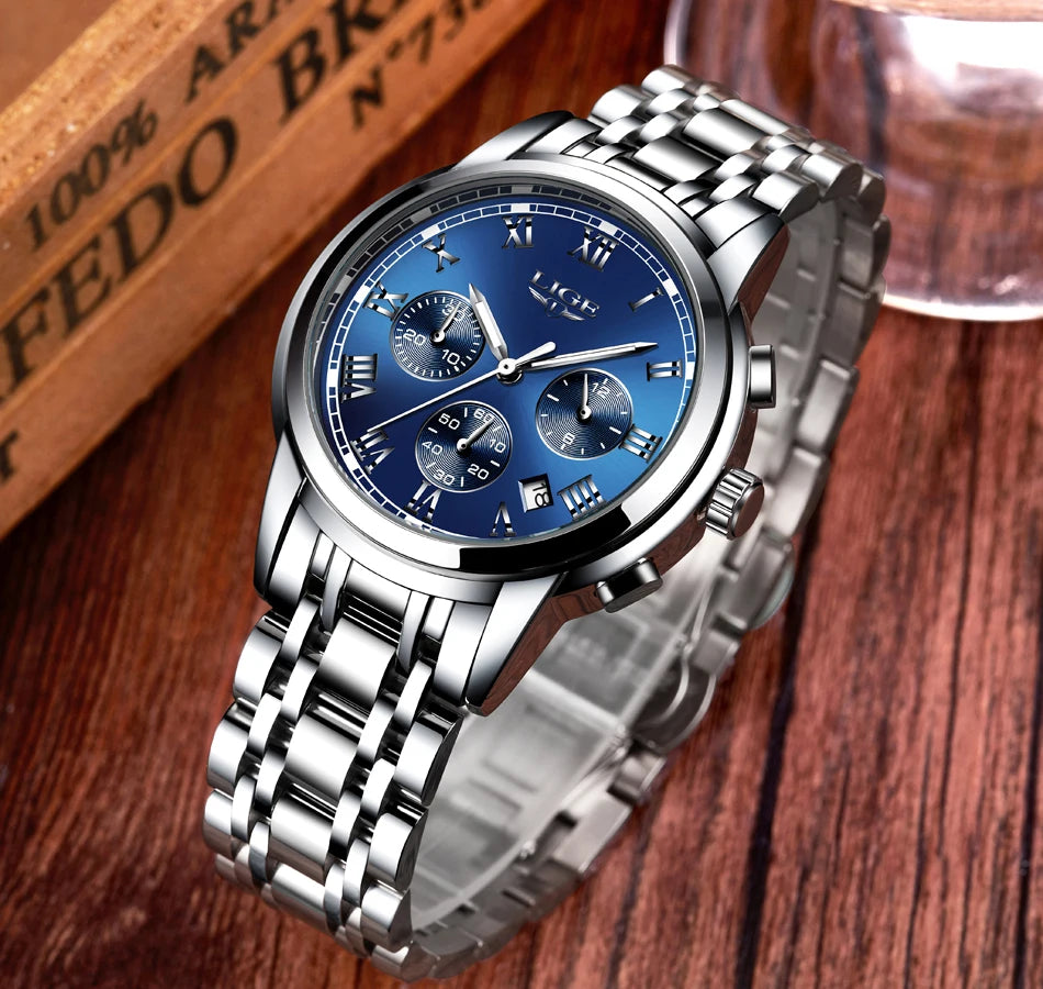 LIGE Relojes Hombre Chronograph Watch