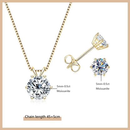 OXTAO Moissanite Earrings Pendant Necklace Set