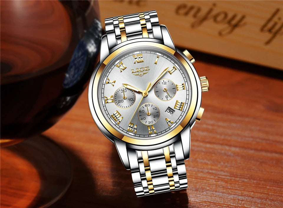 LIGE Relojes Hombre Chronograph Watch