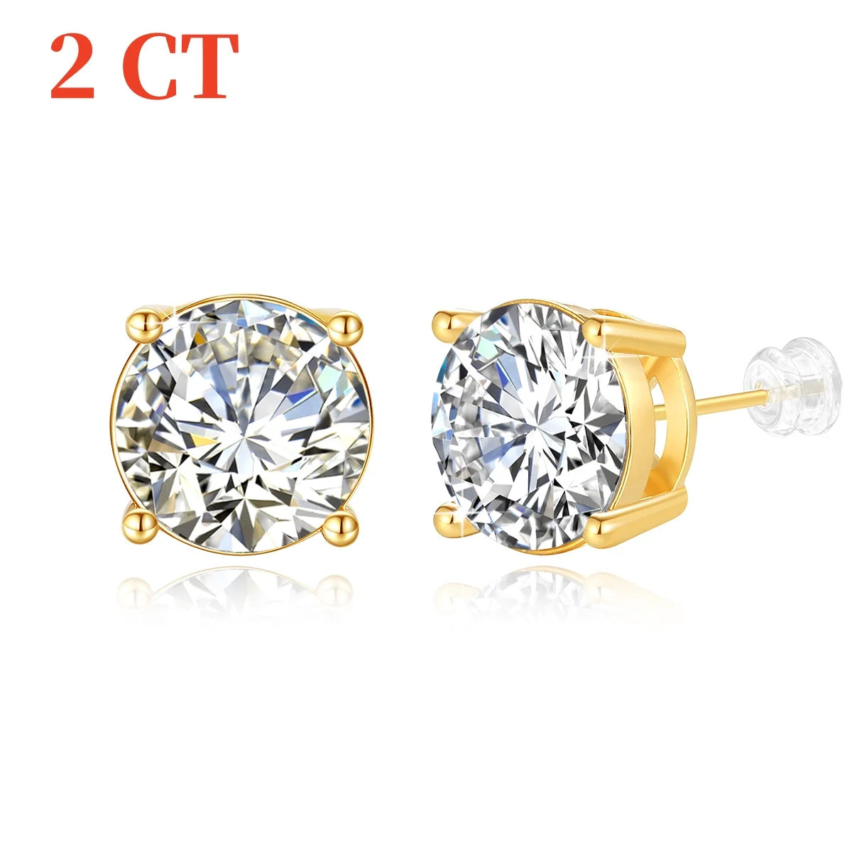 18K Gold Moissanite Bezel Stud Earrings