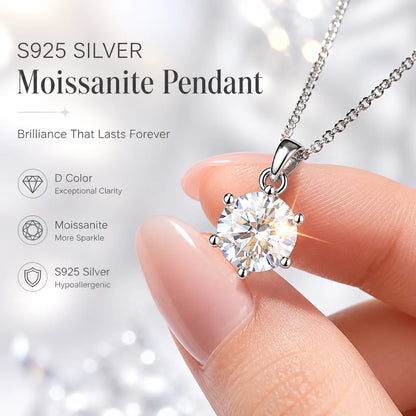 With GRA Certificate 1ct Moissanite Necklace Women&