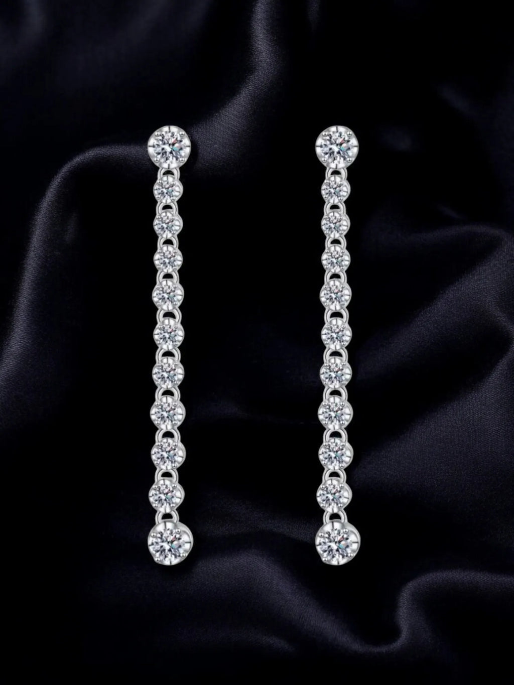 Moissanite 925 Sterling Silver Earrings Fringed Long Row Earrings Engagement Fine Jewelry Light Luxury and High-end Design